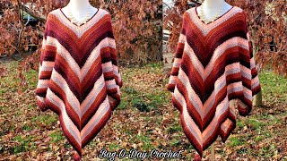 Easy Crochet Poncho  Crochet Herringbone Stitch  Bagoday Crochet Tutorial [upl. by Lizabeth]