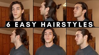 6 EASY Long Hairstyles for Men [upl. by Nyladnohr]