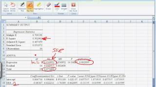 Excel Walkthrough 4  Reading Regression Output [upl. by Takeshi441]