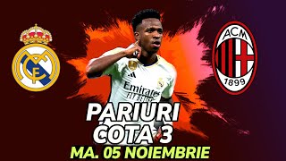 PARIURI Marti 05112024  Biletul COTA 3 Champions Real Madrid  Milan [upl. by Ahseek]