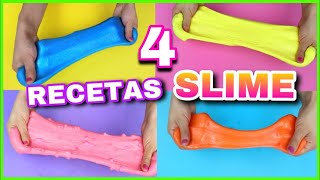 4 RECETAS PARA HACER SLIME  SLIME FÁCIL Y SIN BÓRAX  NatyGloss [upl. by Itirahc]