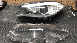 F10 BMW 5 series M5 headlight lens replacement step by step [upl. by Eelaras685]