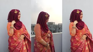 How to Style Hijab with Saree 2020Step by StepTahmina Shova ❤️❤️ [upl. by Gustin]