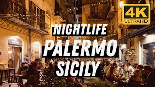 Palermo  Sicily  Italy I 4K I Nightlife Walking Tour [upl. by Bradway]