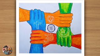 Unity in diversityUnited India drawing with oil pastel [upl. by Felske]