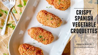 Crispy Spanish Vegetable Croquettes  Croquetas de Pisto Recipe [upl. by Sinnylg]