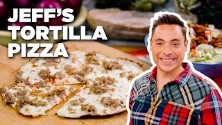 Crispy Tortilla Pizza with Jeff Mauro  The Kitchen  Food Network [upl. by Grefe]