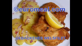 Goldbraun gebackenes saftiges Welsfilet  euromealcom [upl. by Akcimat]