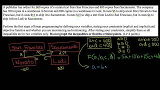 Linear Programming with Four Variables Example Part 1 [upl. by Vastha758]