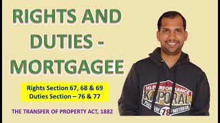 Rights and Duties of Mortgagee  The Transfer of Property Act 1882 [upl. by Zedekiah]