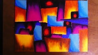 Very Easy Cubism Abstract Painting  Contemporary Art Style [upl. by Adnicaj]