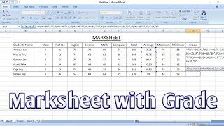 How To Create Marksheet in Microsoft Excel  Marks Statement in Excel [upl. by Aizatsana]