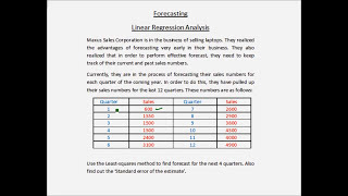 Forecasting  Linear regression  Example 1  Part 1 [upl. by Elyrrad]