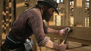 Red Dead Redemption 2  John Marston amp Gang Building House Cutscene RDR2 2018 [upl. by Sallie]