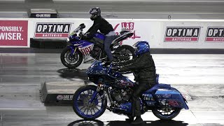 Crazy Harley vs Sportbikes  drag racing [upl. by Marthena]