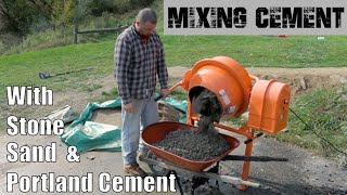 How to Mix Cement Using Stone Sand and Portland Cement with the Harbor Freight Cement Mixer [upl. by Ennayhs]