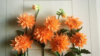 ABC TV  How To Make Dahlia Paper Flower From Crepe Paper  Craft Tutorial [upl. by Eyllom]