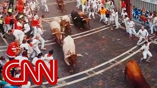 Run with the bulls in Pamplona  360 Video [upl. by Otrevogir]