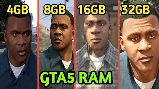 GTA 5 4GB RAM VS 8GB RAM VS 16GB RAM VS 32GB RAM [upl. by Htebaras]