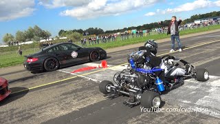 230HP Super Kart vs 1300HP Porsche 9ff vs 1088HP AUDI S4 [upl. by Conard287]