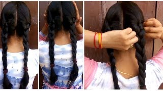 How to twin braids your own hairBack to school hairstyleDouble braids hairstyle [upl. by Anij634]