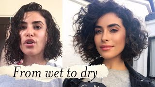 How to Style Short Curly Hair  WET TO DRY Tutorial [upl. by Osmo]