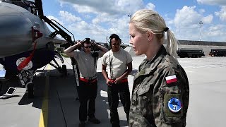 US Polish F16 Jets Take Off During NATO Exercise Baltic Operations 2017 [upl. by Robenia700]