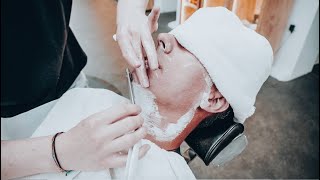 Relaxing Shave from Female Italian Barber in Germany ASMR  No Talking  Nomad Barber [upl. by Paterson]