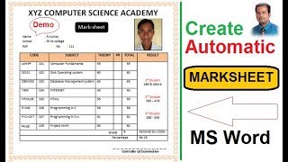 Automatic Marksheet creation in Ms word  using Excel [upl. by Kcirderfla936]