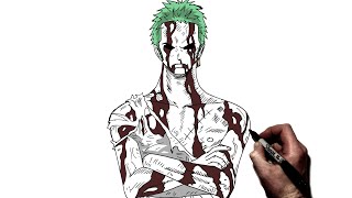 How To Draw Zoro Nothing Happened  Step By Step  One Piece [upl. by Henig342]