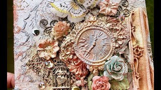 Mixed Media Canvas Tutorial  Gold Clock 6x6 Canvas [upl. by Rachaba]