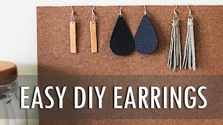 DIY  3 Easy Leather Earrings [upl. by Caravette]