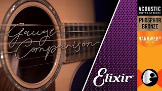 Acoustic Guitar String Gauge Showdown Elixir Phosphor Bronze String Gauge Comparison [upl. by Llovera]