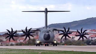 Luftwaffe Airbus A400M Atlas  Amazing Closeup Takeoff  Split Airport LDSPSPU [upl. by Una]