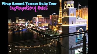 Cosmopolitan Las Vegas Wraparound Terrace Fountain View  quick 30 hotel room tour [upl. by Felicidad]