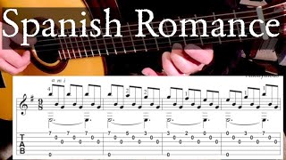 SPANISH ROMANCE Full Tutorial with TABS  Fingerstyle Guitar [upl. by Eugenides]