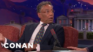 Giancarlo Esposito Terrified A Woman In The Airplane Bathroom Line  CONAN on TBS [upl. by Ahar669]