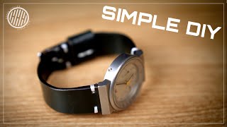 HANDMADE SIMPLE WATCH STRAP  LEATHERCRAFT DIY [upl. by Ailaza]