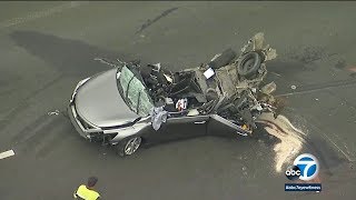 DASHCAM 1 killed 3 hurt in chainreaction crash on 15 Freeway I ABC7 [upl. by Nagn155]