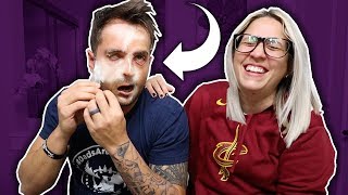 FACE WAXING PRANK ON HUSBAND Hilarious [upl. by Einnos]