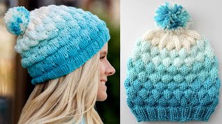 Bubble Beanie Hat Pattern for Knitters [upl. by Doy]