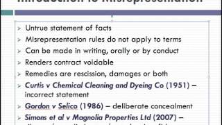 Misrepresentation Lecture 1 of 4 [upl. by Davidoff]