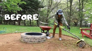 How to Make a Fire Pit Seating Area Backyard Makeover  Thrift Diving [upl. by Yhtamit]