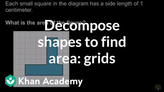 Decomposing shapes to find area grids  Math  3rd grade  Khan Academy [upl. by Anikram476]