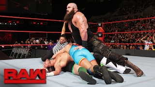 Braun Strowman vs local competitors  4on1 Handicap Match Raw Feb 6 2017 [upl. by Rawden]