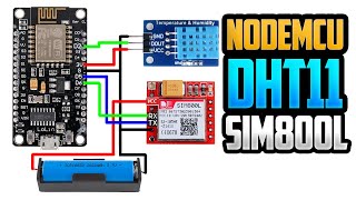 ESP8266 DHT11 SIM800L  GSM Based Temperature Monitoring with NodeMCU [upl. by Odlanir836]