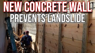 🔊 How To Build amp Pour Concrete Retaining Wall After Hillside Slide [upl. by Satsoc252]