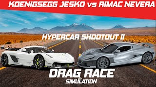 Koenigsegg Jesko vs Rimac Nevera  14 Mile Race  Roll Race  Visualizer [upl. by Mitchiner]