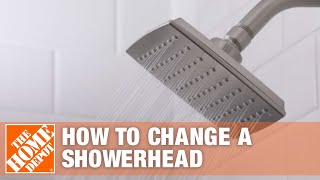 How to Replace a Showerhead – Installing a Showerhead  The Home Depot [upl. by Orvie]