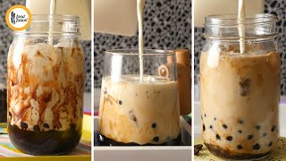 BubbleBoba Milk Tea 3 Ways from scratch Recipe By Food Fusion [upl. by Ltsyrk]